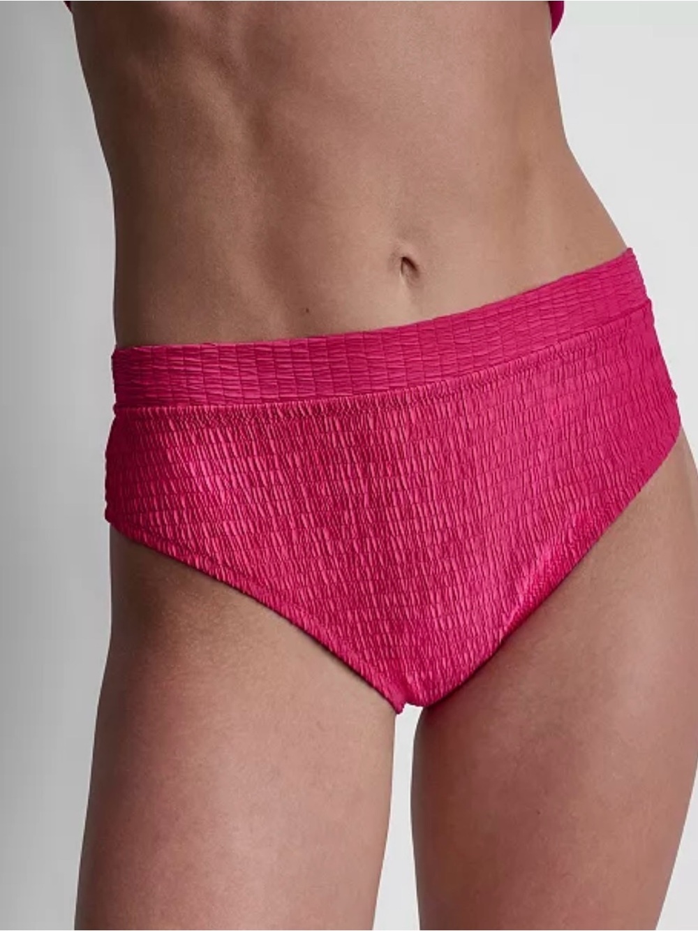 DKNY Magenta Textured High-Rise Bikini Bottom